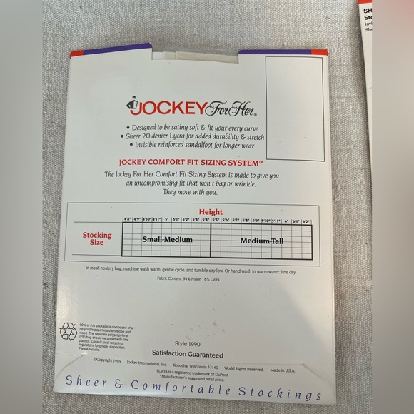 3 Pair Vintage JOCKEY for HER Pantyhose Tuxedo Black & Ivory Medium-Tall - Picture 5 of 5